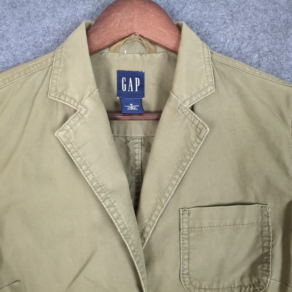 GAP Womens Olive Green Cotton Utility Blazer Jacket Small 3-Button Safari Style - Picture 6 of 13